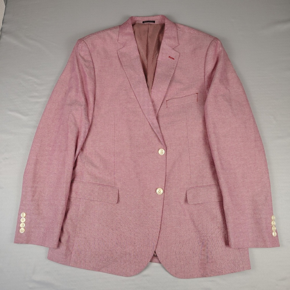 John Bartlett Sport Coat Men 46L Pink 100% Cotton Blazer Preppy Classic Fit